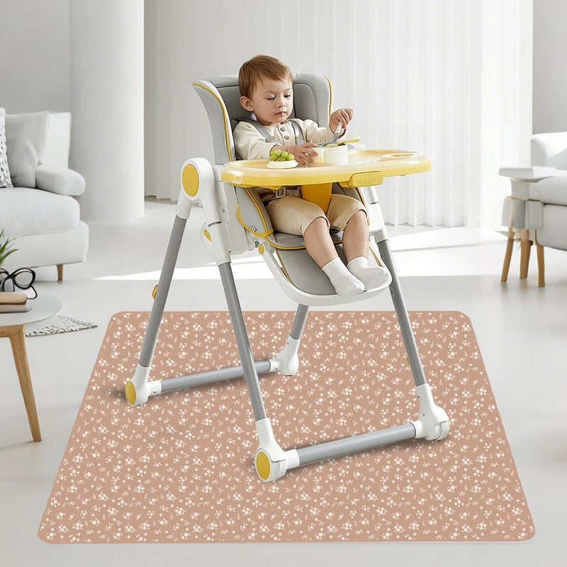 CoolaPeach Baby Splat Mat for Under High Chair, 51 x 51 Inch Wipeable Splash Mat，Floor Protector，Wipe-Clean Tablecloth and Playing Mat (Flower) - Image 2